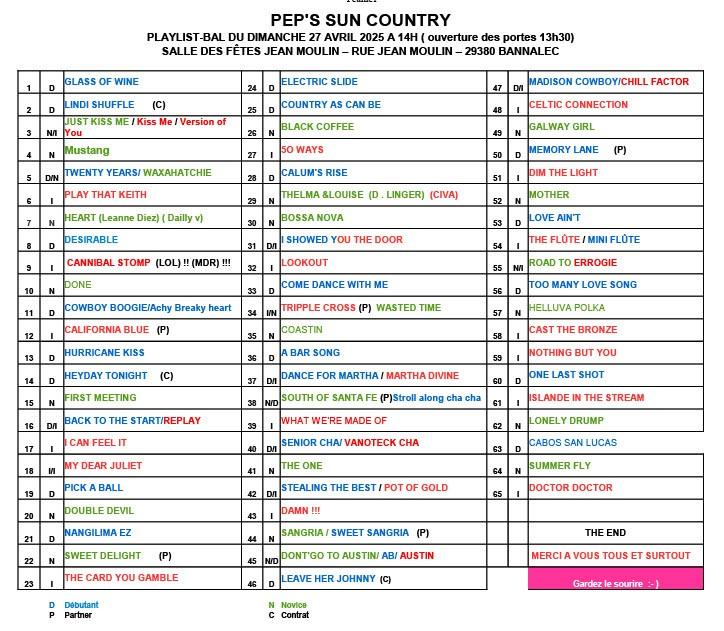 2025 04 27 playlist pep s sun country