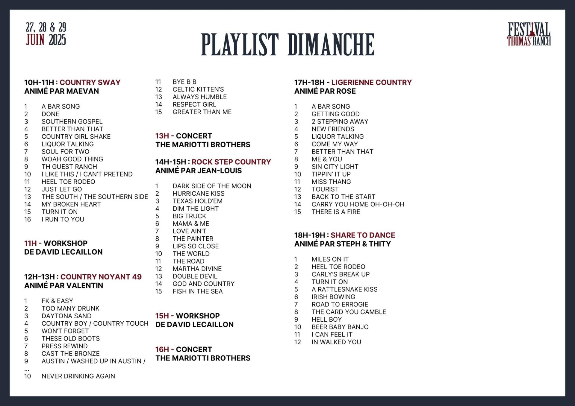 2025 06 30 playlist thomas ranch dimanche